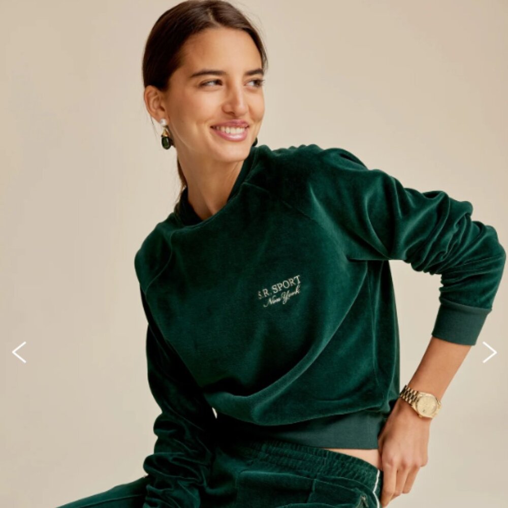 Women's Emerald Green Velour Pullover